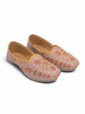 Floral Thread Work Embroidered & Sequins Embellished Mojaris - Mauve