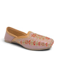 Floral Thread Work Embroidered & Sequins Embellished Mojaris - Mauve