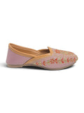 Floral Thread Work Embroidered & Sequins Embellished Mojaris - Mauve