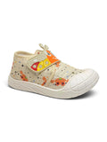 Breathable Soft Animal Print Velcro Closure Shoes - Cream