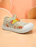 Breathable Soft Animal Print Velcro Closure Shoes - Cream