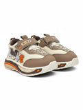 Streetwear Graphic Sneakers With Velcro Closure – Brown