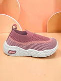 Wavy Stripe Breathable Mesh Walking Shoes - Rust
