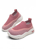Wavy Stripe Breathable Mesh Walking Shoes - Rust
