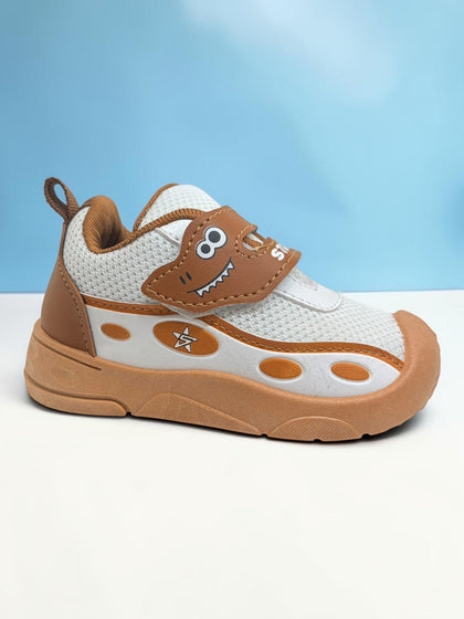 Star Kids Monster Face Velcro Closure Musical Shoes -  Tan