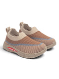 Star Kidz Wavy Stripe Slip-On Casual Shoes - Brown