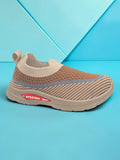 Star Kidz Wavy Stripe Slip-On Casual Shoes - Brown