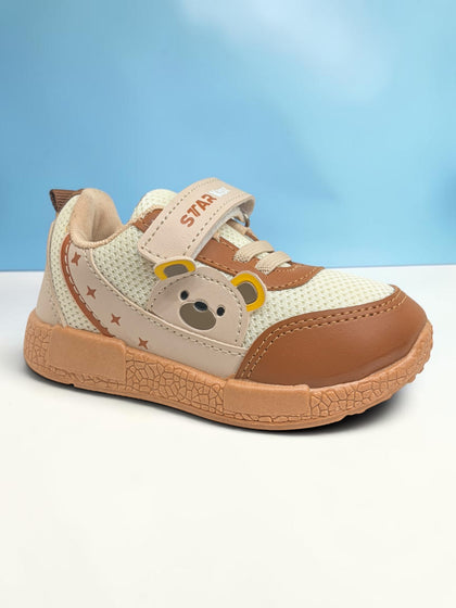 Star Kidz Bear Print Velcro Closure Casual Shoes - Tan