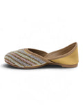 Floral Thread Work Embroidered & Sequins Embellished Mojaris - Gold