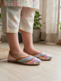 Floral Thread Work Embroidered & Sequins Embellished Mojaris - Pink