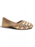Floral Thread Work Embroidered & Sequins Embellished Mojaris - Gold