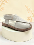 Velcro Closure Solid Mojaris - White