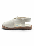 Velcro Closure Solid Mojaris - White