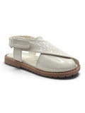 Velcro Closure Solid Mojaris - White