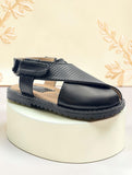 Velcro Closure Solid Mojaris - Black