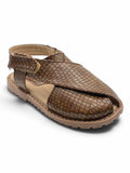 Velcro Closure Solid Mojaris - Brown