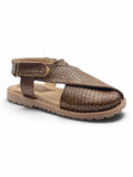 Velcro Closure Solid Mojaris - Brown