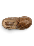 Velcro Closure Solid Mojaris - Brown