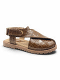 Velcro Closure Solid Mojaris - Brown