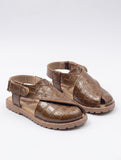 Velcro Closure Solid Mojaris - Brown