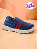 Star Kidz Striped Knit Slip-On Musical Shoes - Navy Blue