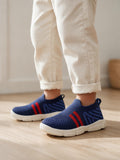 Star Kidz Striped Knit Slip-On Musical Shoes - Navy Blue