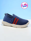 Star Kidz Striped Knit Slip-On Musical Shoes - Navy Blue