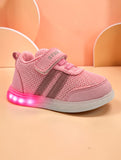 Star Kidz LED Light-Up Striped Velcro Casual Shoes - Pink