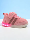 Star Kidz LED Light-Up Striped Velcro Casual Shoes - Pink