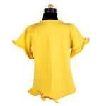 Girls Mustard Top With Frill Sleeves & Fashion Bottom