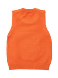 Round Neck Fox Print Sweater - Orange