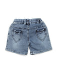 Stone Washed Girls Shorts with Patch