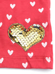 Red Hosiery Heart Printed Shorts