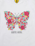 White Butterfly Printed Top