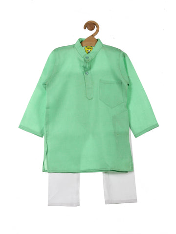 Green Kurta With White Pajama