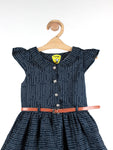 Navy Blue Striped Cotton Frock