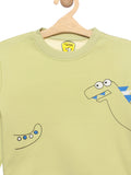 Green Dinosaur Fleece Printed Sweatshirt