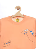 Peach Dinosaur Fleece Printed Sweatshirt