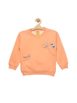 Peach Dinosaur Fleece Printed Sweatshirt