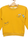 Mustard Dinosaur Fleece Printed Sweatshirt