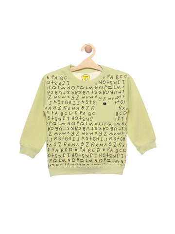 Green Alphabet Print Fleece Sweatshirt