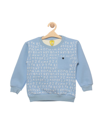 Blue Alphabet Print Fleece Sweatshirt