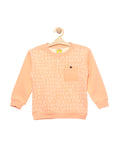 Orange Alphabet Print Fleece Sweatshirt