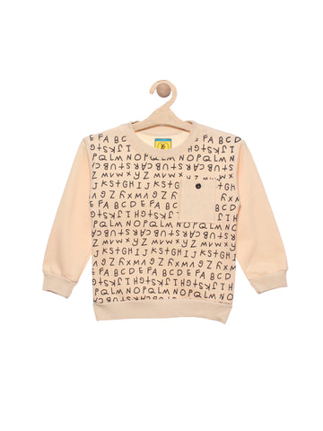 Cream Alphabet Print Fleece Sweatshirt
