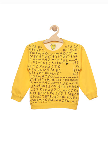 Yellow Alphabet Print Fleece Sweatshirt