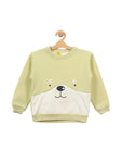 Green Bear Print Fleece Sweatshirt