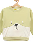 Green Bear Print Fleece Sweatshirt