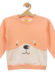 Orange Bear Print Fleece Sweatshirt