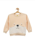 Cream Bear Print Fleece Sweatshirt