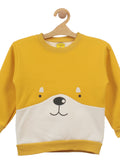 Mustard Bear Print Fleece Sweatshirt